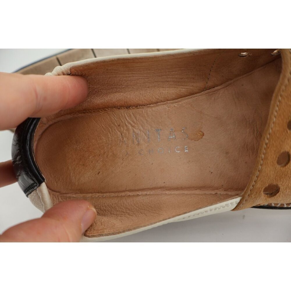 Hispanitas Chica Loafer Women's Size 37 6.5 Brown White Slip on Espadrilles Shoe - Picture 10 of 11